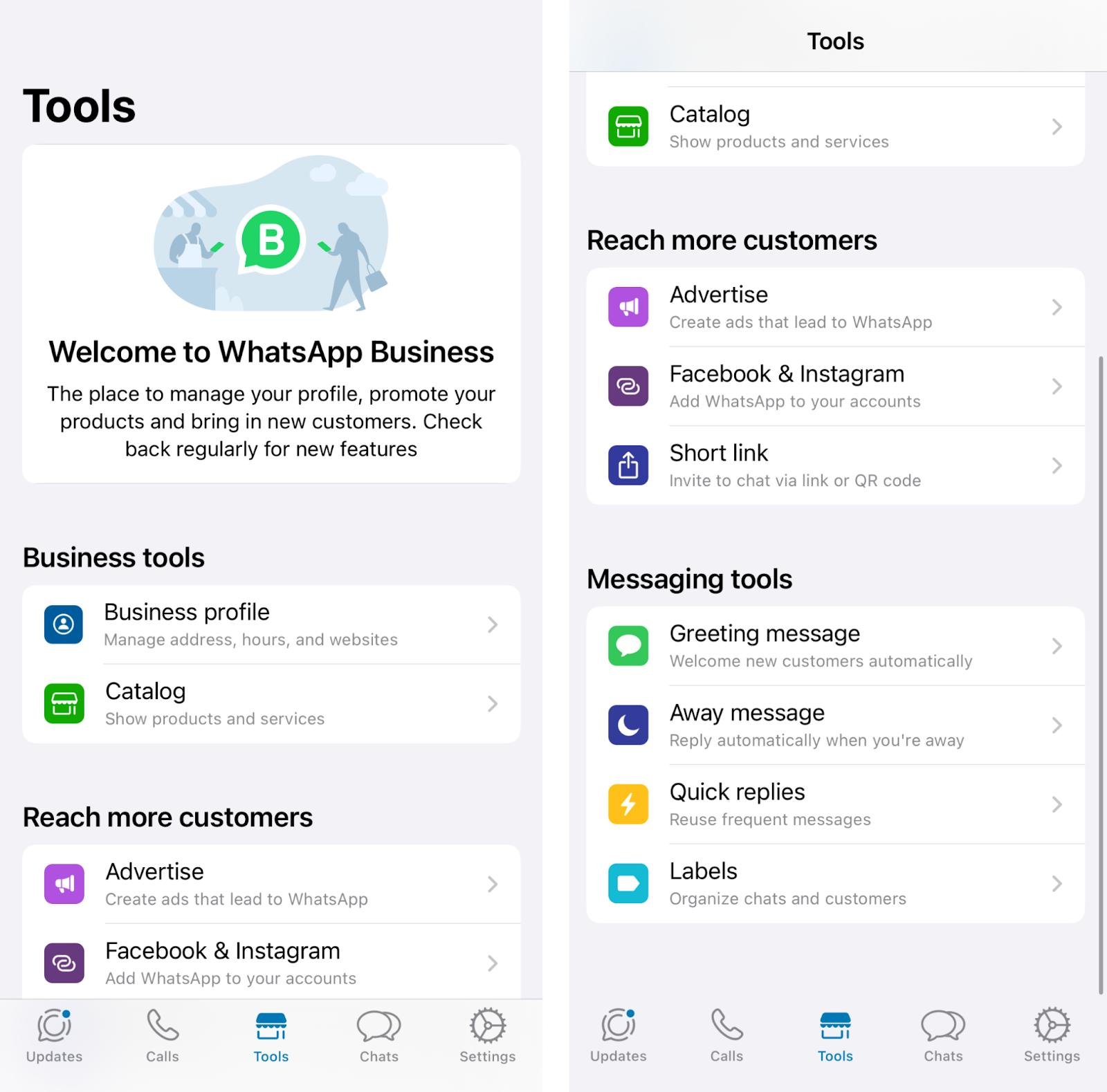 Business profile and dashboard on a screen
